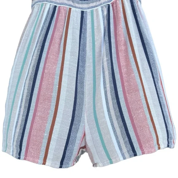 American Eagle Outfitters - Keyhole Front Striped Linen Romper - Women’s Size M - Picture 4 of 12